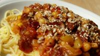 Spaghetti z cukinią i ciecierzycą